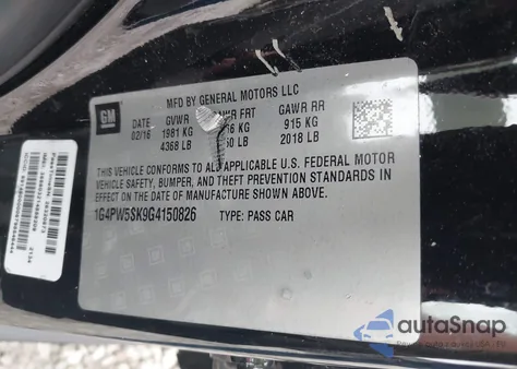 2016 Buick Verano Sport Touring Group z USA, uszkodzony, nr VIN 1G4PW5SK9G4150826